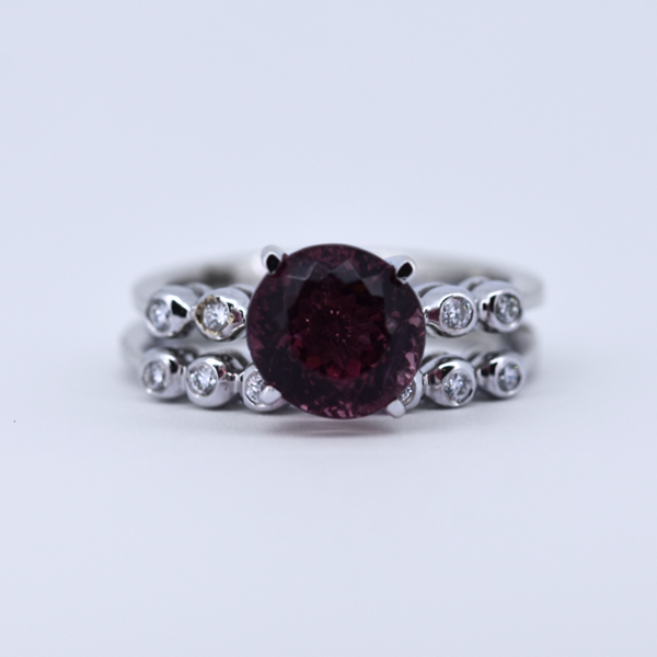 Show details for Tourmaline & Diamond Twin Ring Picture of Tourmaline & Diamond Twin Ring